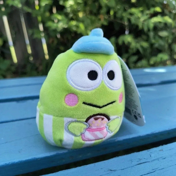 Keroppi green sanrio frog squishmallow plush cute tags kids clip hello Kitty gir - Picture 4 of 5